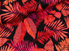 Viskosejersey Print Leaves cyclam-koralle-bunt auf Schwarz