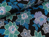 Punta di Roma Print Romanit Jersey Flowers petrol-bunt auf Schwarz