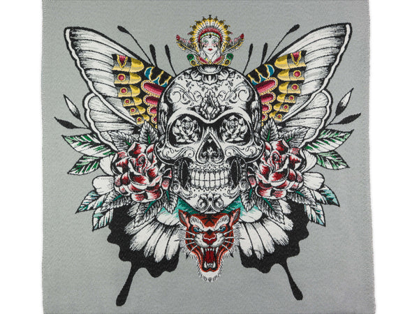 Jacquard Kissen Panel Skrull silbergrau 48x48cm