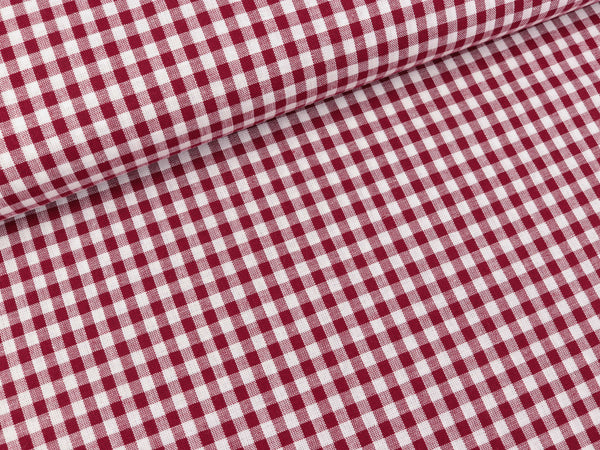 Baumwoll Webware Karo bordeaux-weiß 5mm Karo