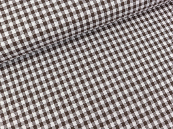 Baumwoll Webware Karo dunkelbraun-weiß 5mm Karo