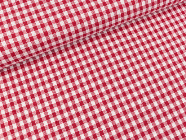 Baumwoll Webware Karo rot-weiß 5mm Karo