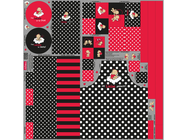 Steinbeck DIY Baumwollcanvas Happy Kitchen Mit Liebe gemacht schwarz-rot Panel 145cm