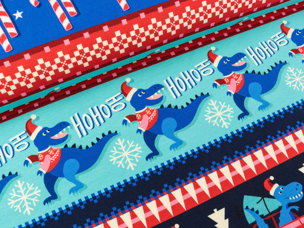 Reststück 21cm - Hamburger Liebe Baumwollsweat Ugly Happy REXmas flamme-bunt auf Blue navy