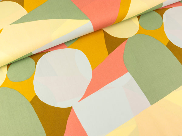 Feine Baumwoll Popeline Multi Shapes sage-bunt by Nerida Hansen