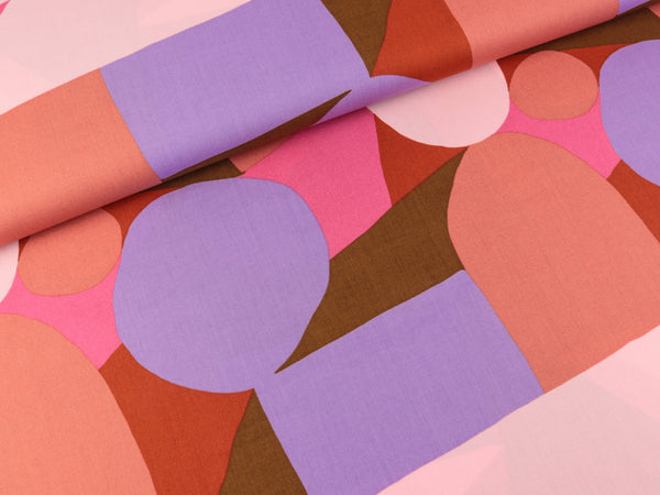 Feine Baumwoll Popeline Multi Shapes dark rose-bunt by Nerida Hansen