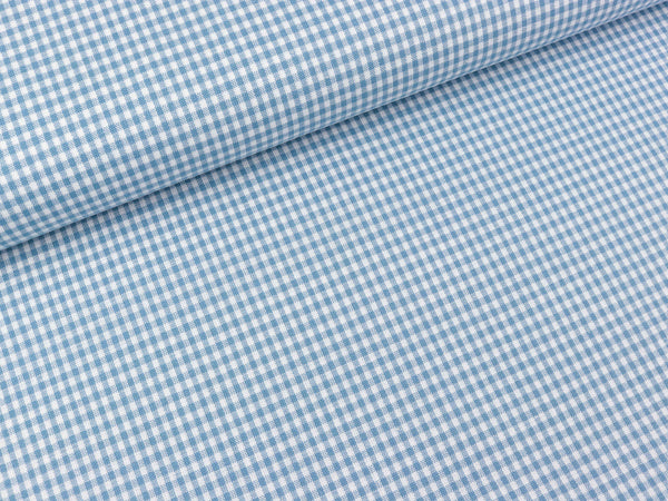 Baumwoll Webware Karo dusty blue-weiß 2mm Karo