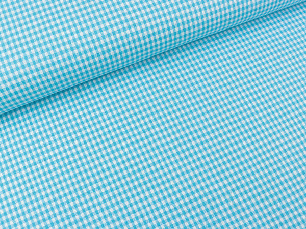 Baumwoll Webware Karo aqua-weiß 2mm Karo