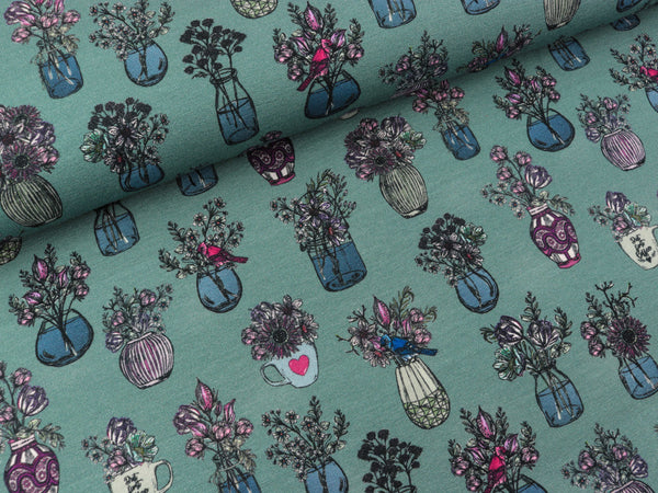 French Terry All my Flowers bunt auf Oldmint by Lila Lotta