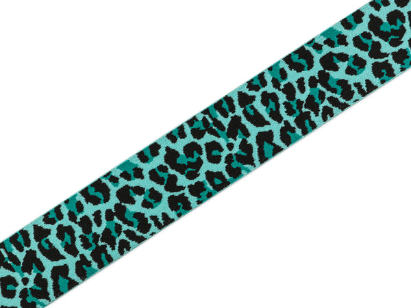 1m Gummiband Leomuster mint-petrol-schwarz- 40mm breit