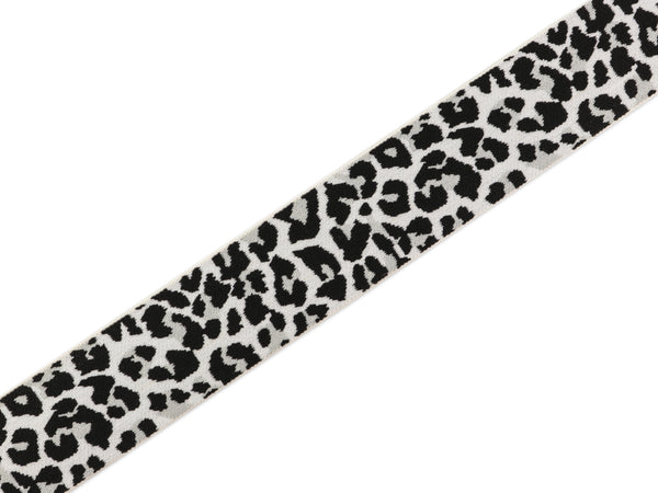 1m Gummiband Leomuster weiß-hellgrau-schwarz- 40mm breit