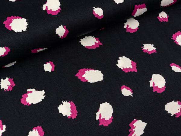 Viskosesatin Flecken bunt auf Marine