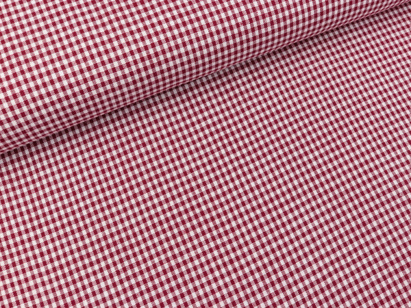 Baumwoll Webware Karo dunkelrot-weiß 2mm Karo