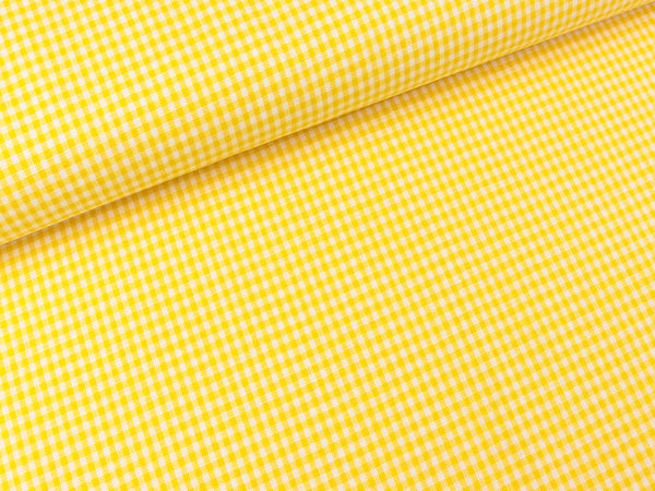 Baumwoll Webware Karo sonnengelb-weiß 2mm Karo
