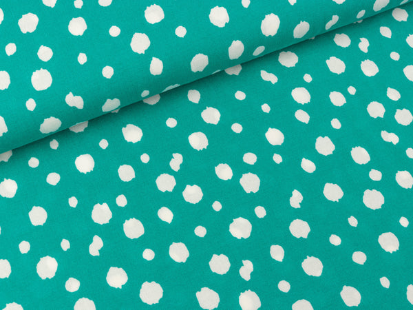Viskose Webware Chally Dots weiß auf Smaragd