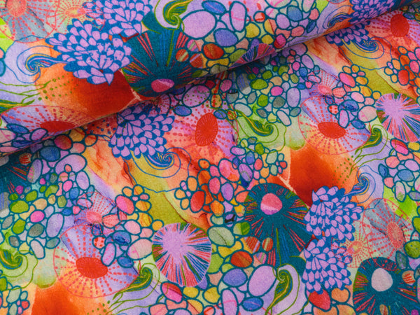 Bambino Musselin Double Gauze Phantasie cyclam-türkis-bunt