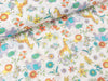 Baumwoll Webware Dobby Print Animals and Flowers bunt auf Weiß