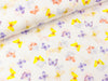 Baumwoll Webware Dobby Print Schmetterlinge bunt auf Weiß