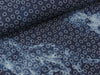 Leichter Jeansstoff Chambray Circles weiß auf Jeansblau Batiklook