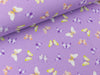 Baumwolljersey Glitter Butterflies bunt auf Violet tulip
