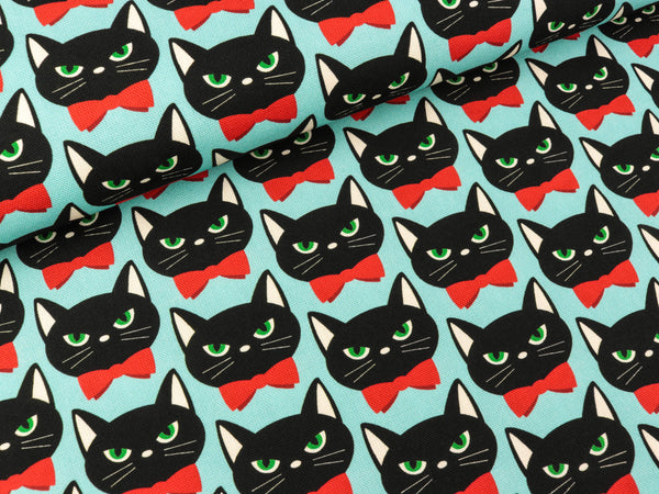 Hamburger Liebe Bio Baumwoll Canvas BLING BLING Meow türkis-bunt