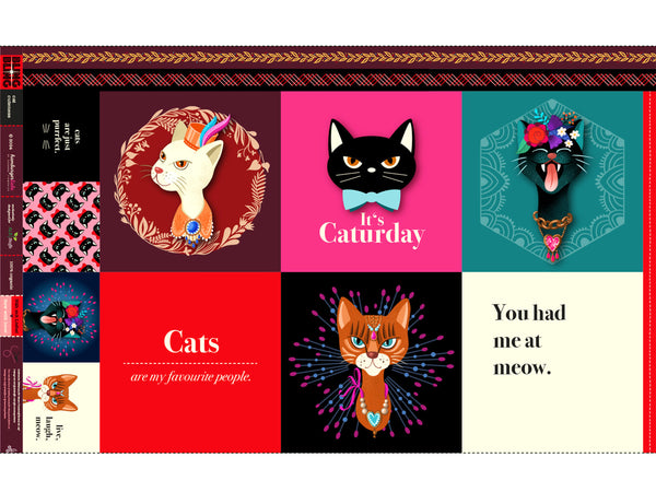 Hamburger Liebe Bio Baumwoll Canvas Panel BLING BLING Cat Cuteness 100cm