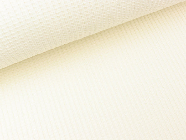 Gestrickter Baumwoll Waffeljersey ecru uni