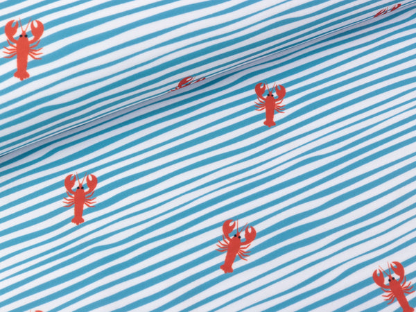 Swim & Sport Jersey Kleine Hummer auf blau-weiß gestreift UPF50