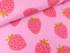 Baumwoll Double Gauze Große Erdbeeren auf Old pink