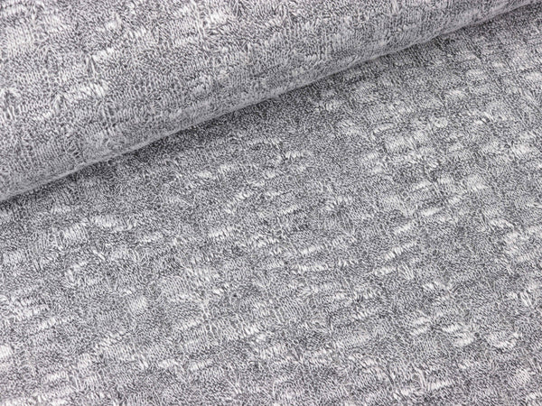 Leichter Strickstoff Annalena Lochmuster hellgrau meliert