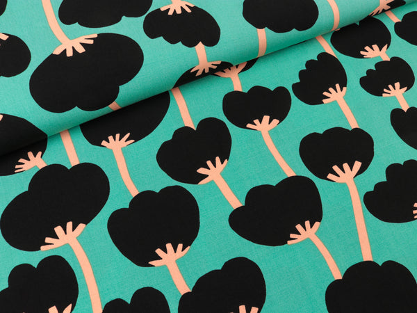 Viskose Ecovero Webware Poppies sea blue-bunt by Nerida Hansen