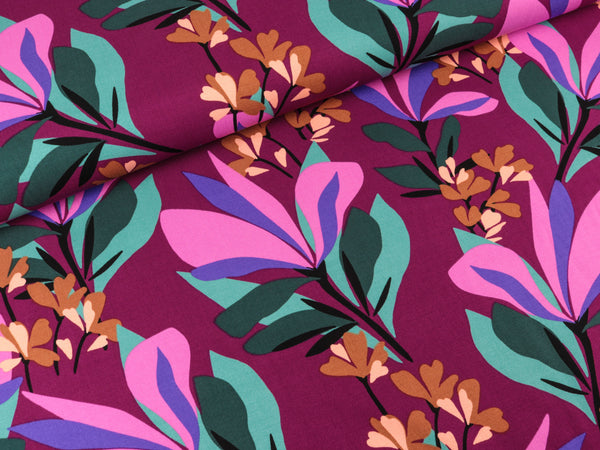Stretch Viskose Webware Rosella Stretch Spring Garden mauve-bunt by Nerida Hansen