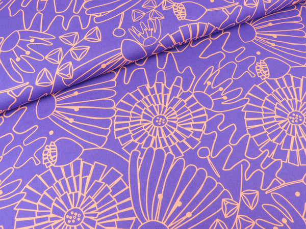 Feine Baumwoll Popeline Eden lila-apricot by Nerida Hansen