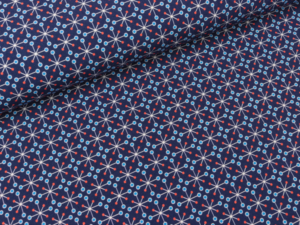 Hamburger Liebe Baumwoll Popeline Christmas 2024 Shining Stars bunt auf Blue navy