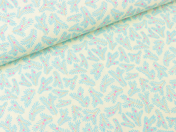 Hamburger Liebe Baumwoll Popeline Christmas 2024 Twigs Tannenzweige bunt auf Meringa