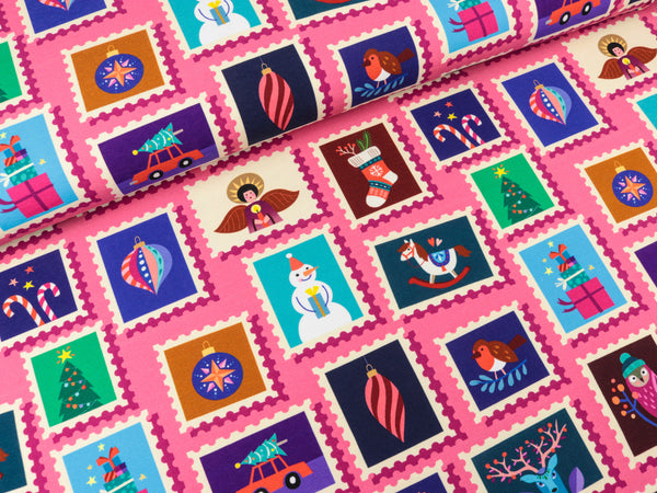 Hamburger Liebe Baumwolljersey Christmas 2024 On Stamps bunt auf Ortensia