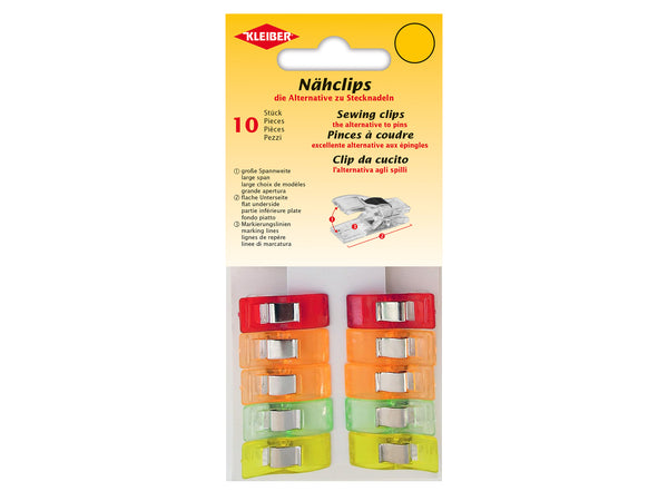 Kleiber 700-99 Stoffclips mehrfarbig - gelb, grün, orange, rot - 2,7cm - 10 Stück