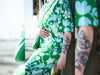 Reststück 156cm - Hamburger Liebe New Cotton Satin Webware AL LAGO Fiori verde erba-bunt