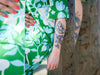 Hamburger Liebe New Cotton Satin Webware AL LAGO Fiori verde erba-bunt
