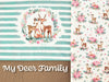 Baumwolljersey My Deer Family Rehe und Blumen auf Natur by Bienvenido Colorido