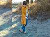 Reststück 37cm - Jacquard Jersey Cozy Geometrik grau auf Goldgelb by Lycklig Design