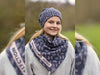 Reststück 42cm - Jacquard Jersey Cozy Zweige creme auf Tiefblau by Lycklig Design