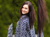 Reststück 42cm - Jacquard Jersey Cozy Zweige creme auf Tiefblau by Lycklig Design