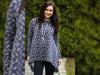 Reststück 42cm - Jacquard Jersey Cozy Zweige creme auf Tiefblau by Lycklig Design