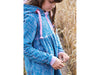 Reststück 46cm - Jacquard Jersey Darling Linien jeansblau-rose apricot by Lila-Lotta