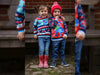 Hamburger Liebe Baumwolljersey Ugly Happy REXmas flamme-bunt auf Blue navy