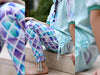 Reststück 37cm - Baumwolljersey Crystal Magic Rautenmuster hellmint-lila by Lycklig Design