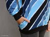 Reststück 114cm - French Terry Diagonally hellblau-rauchblau-jeansblau-weiß-schwarz by Lycklig Design