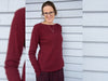 Reststück 74cm - Strickstoff Bono weinrot meliert HW21/22