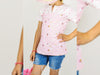 Reststück 21cm - Baumwolljersey Mini Summer Kleine Sterne erika-rosa auf Weiß